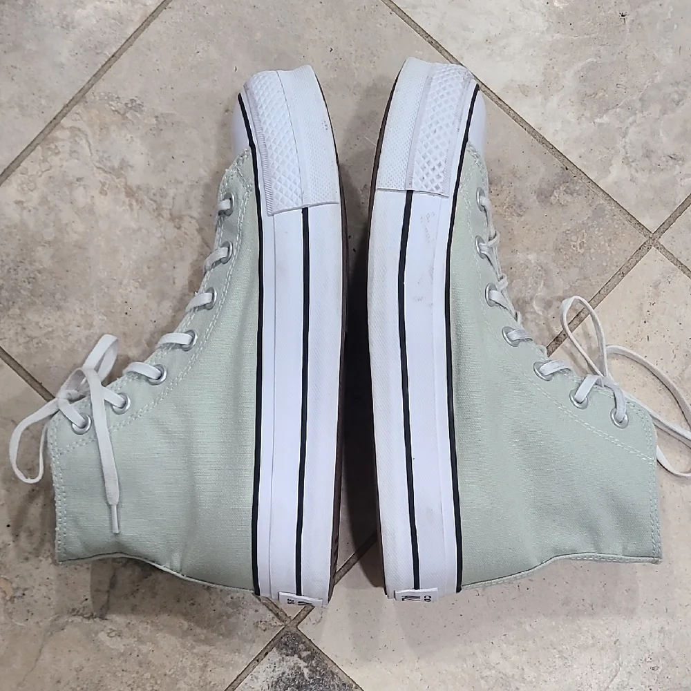 Converse Light Green High-Tops with White Accents - Picture 7 of 12